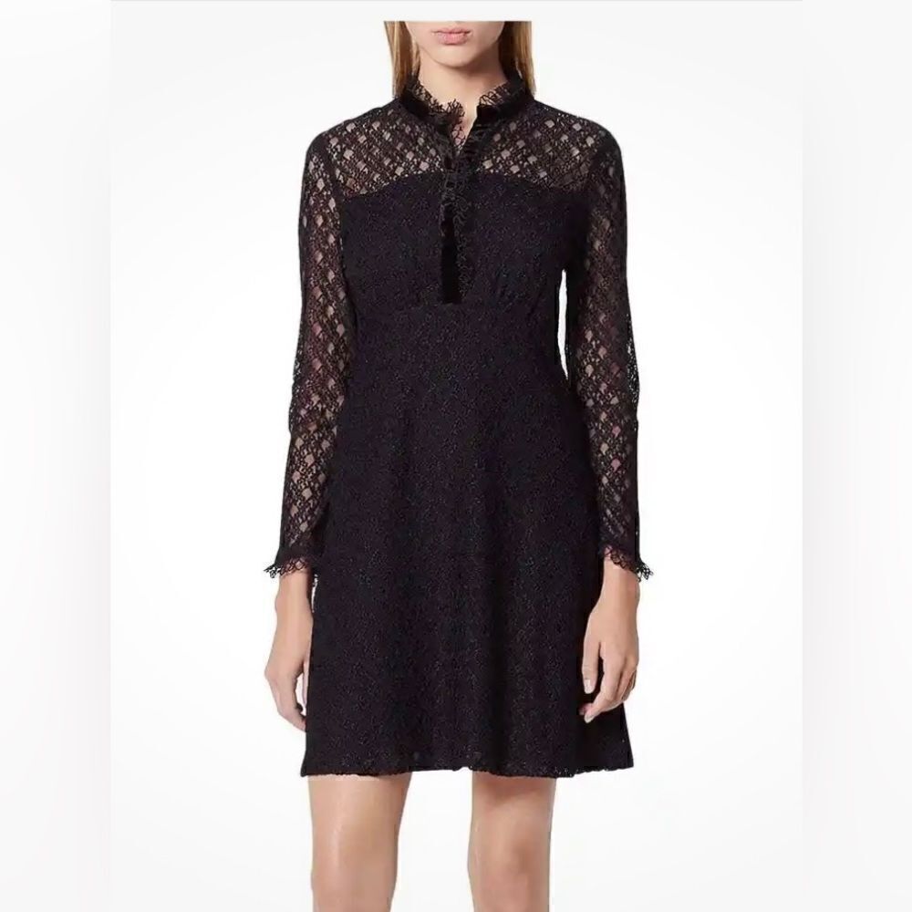 Sandro Paris Dark Navy Lace Dress size Medium EUC